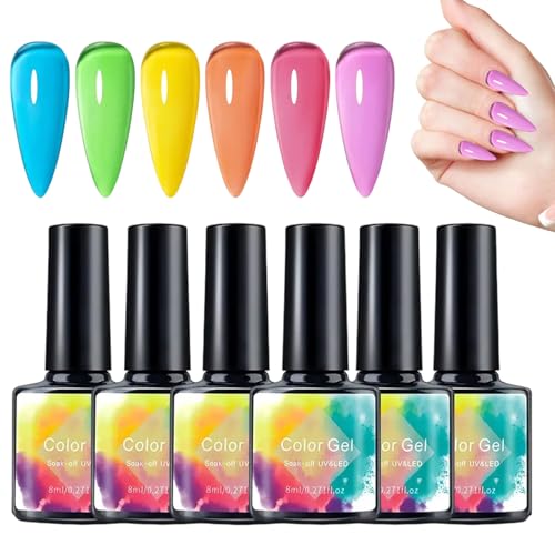 jamgeery Gel Lack 8 ml 6 Stück,Zartes Gelée Nagelgel | Schnelltrocknend für Feier Hochzeit Urlaub Formell Pendeln Salon Zuhause Frauen Mädchen von jamgeery