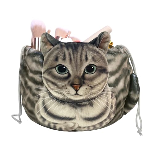 jamgeery Katzen Makeup Beutel Mit Zugband | Niedliche Reisetasche | Lustiger Organizer Für Frauen Teenager Mädchen Reise Urlaub Camping Gepäck von jamgeery
