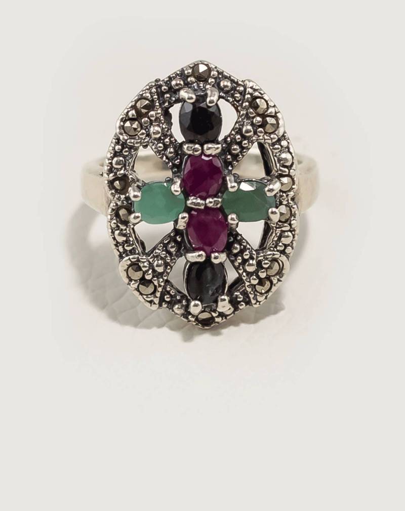 Frauenring, Natürlicher Alexandrit Malachit Blutstein, Sterling Silber Ring, Edelstein Boho, Silberring, Ägypten Geschenk, Geschenk Für Mutter von jamilarabesque