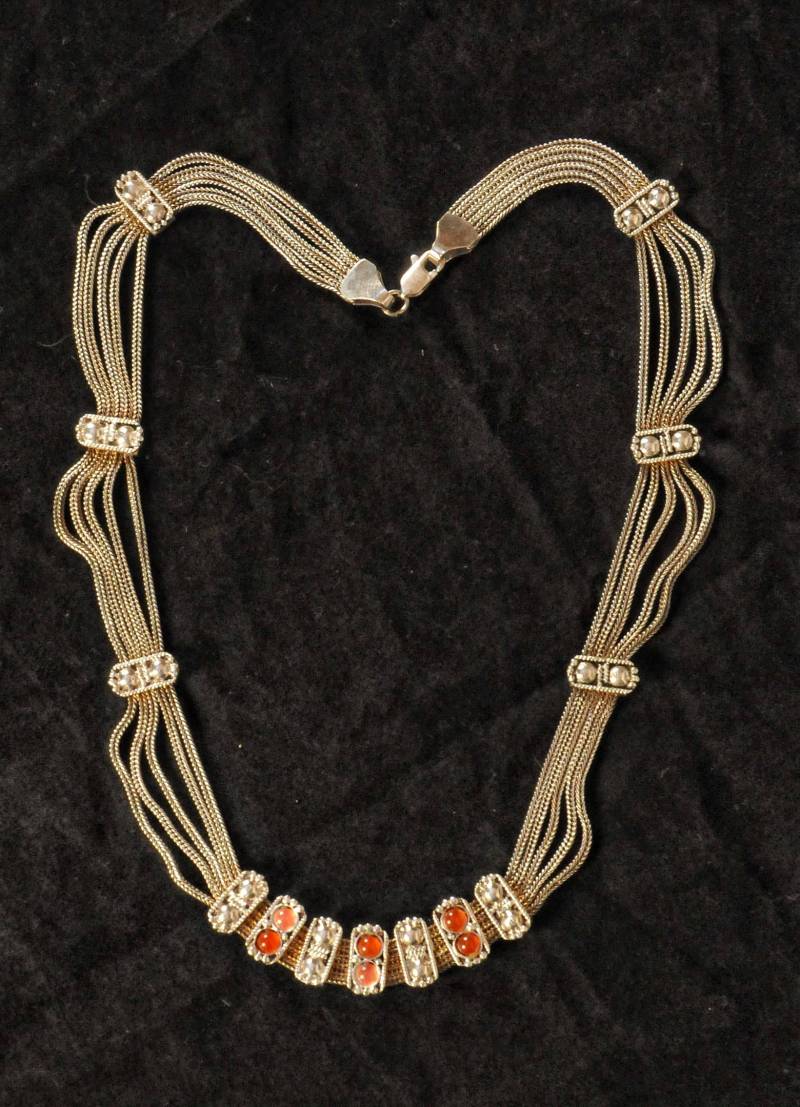 Nofretete Halskette, Silberkette, Eingelegte Natürliche Granat Edelstein, 17 Zoll, Rohstein, Brautjungfer Schmuck, Brautjungfer, Multi Kette von jamilarabesque