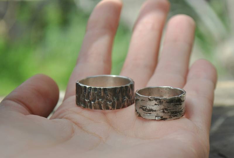 Birken Und Ahorn Rinde Ringe, Individuelle Baumrinde Eheringe, Natur Einzigartige Eheringe von jamincjewelry