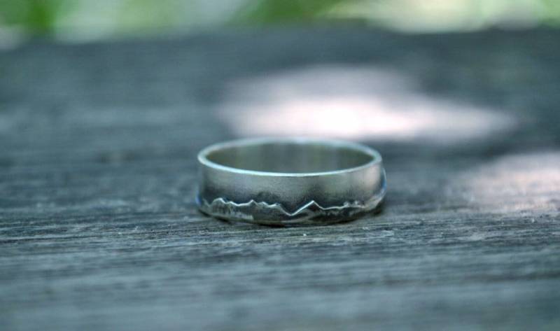 Berglandschaft, Unikat Ehering, Sterling Silber Ring, Ehering Berglandschaft, Unikat Ehering, Sterling Silber Ring, Ehering von jamincjewelry
