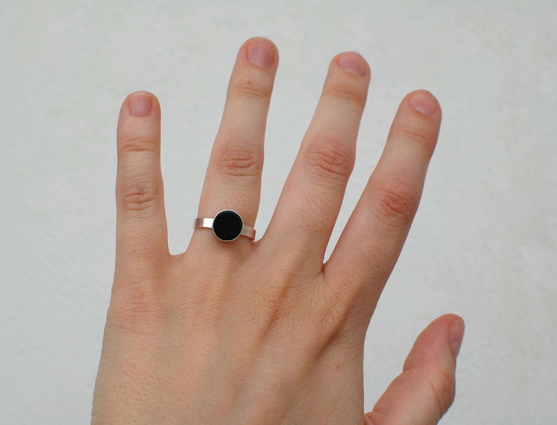 Kreis Ring, 925 Silber Und Achat von jamincjewelry