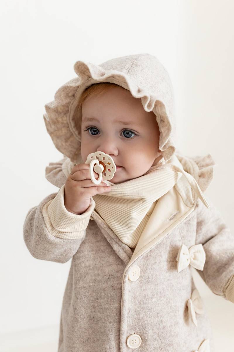 Wollwalk Mütze Baby Cream - Handgemachte Bonnet- Babymütze Aus Schurwolle Gefütterte Walkmütze Mädchen Junge Warme Handmade von jandbIdesign