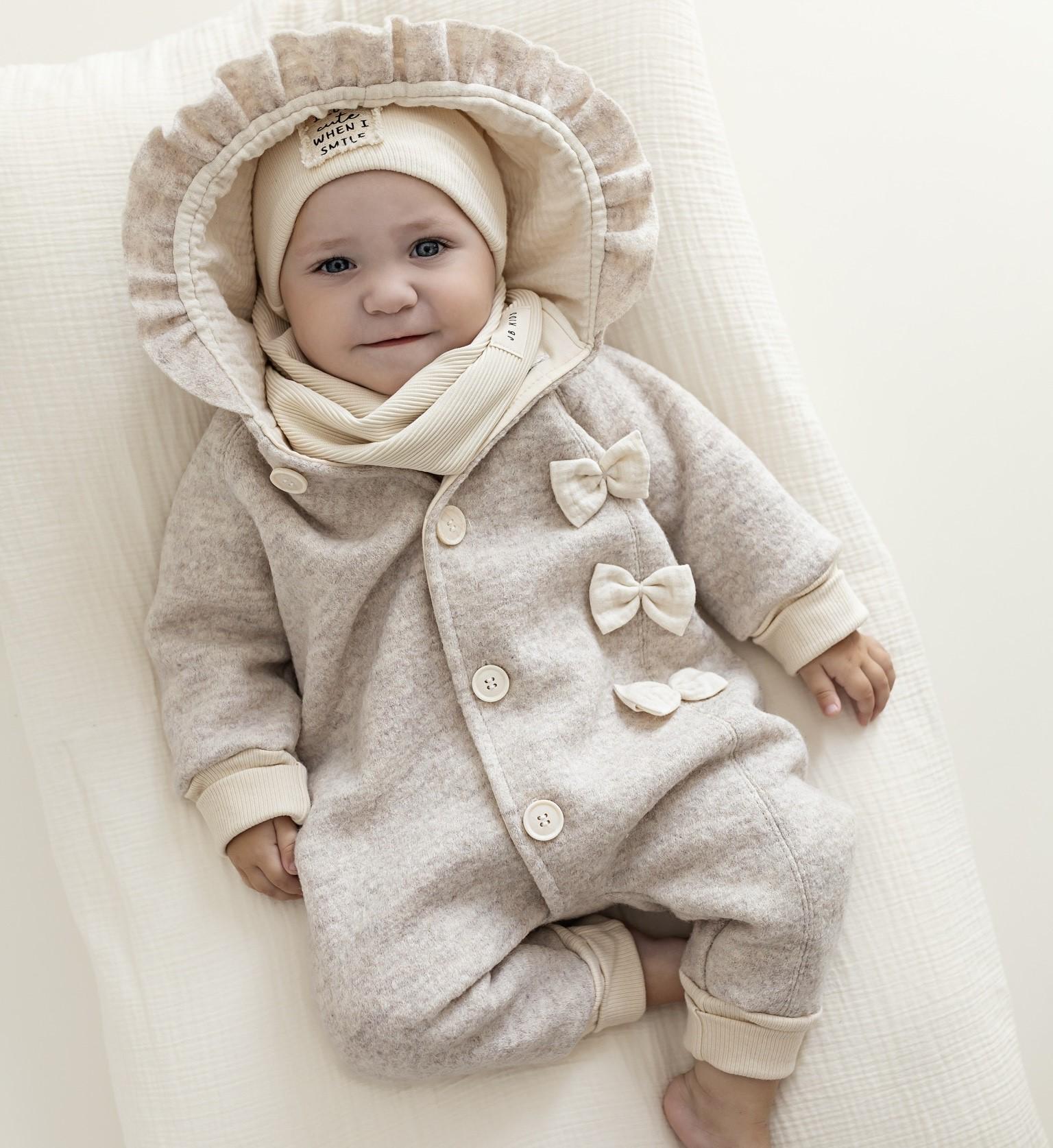 Wollwalk Overall Cream - Baby Walkanzug Gefüttert Handgemachter Winteroverall Kind Schurwolle Warmer Babyanzug Herbst Winter von jandbIdesign