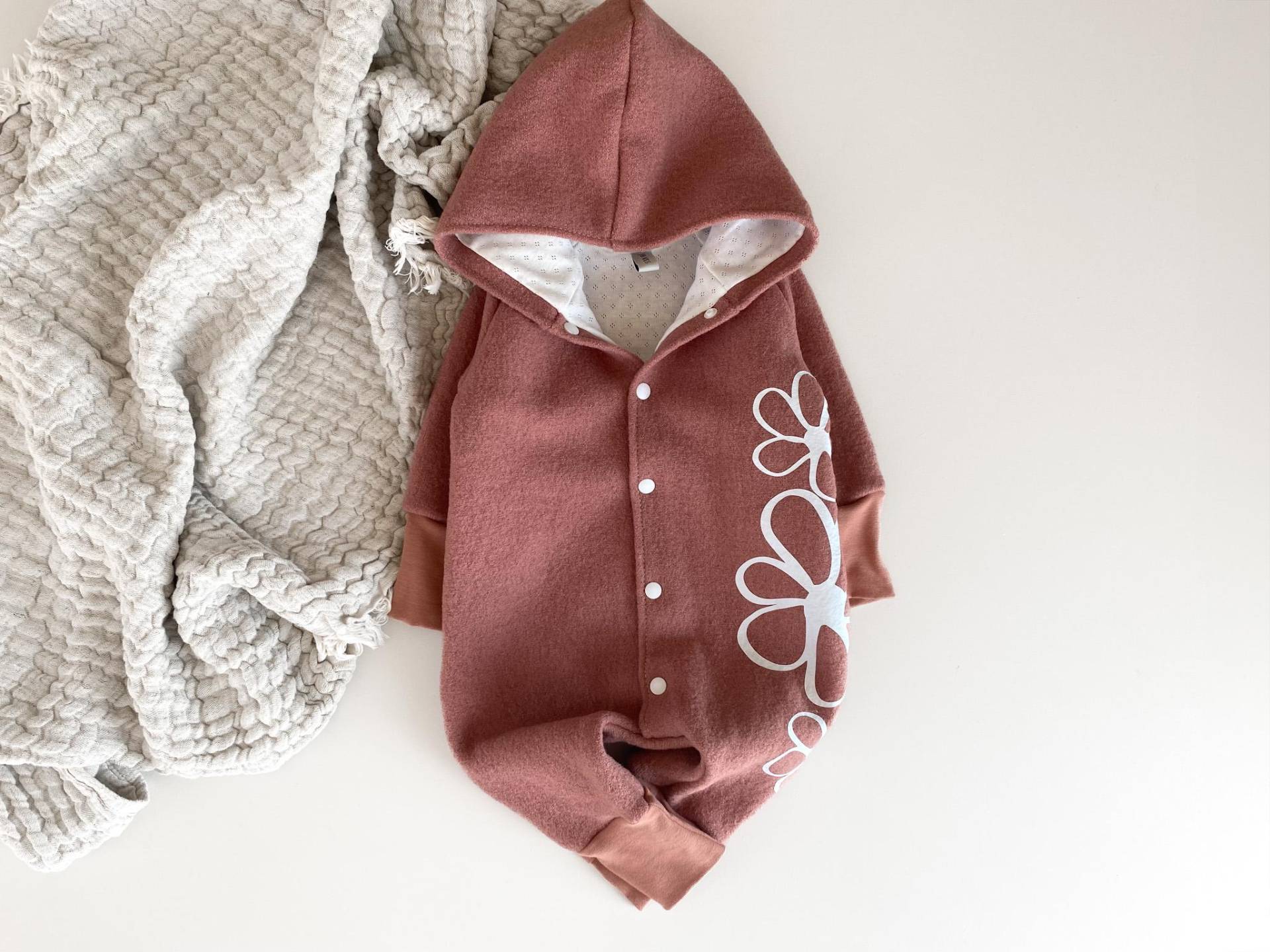 Wollwalk Overall Dark Blush - Einzelstück Walkanzug Baby Größe 68 Gefütterter Anzug Winteroverall Handmade von jandbIdesign
