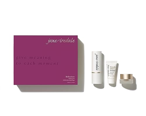 Reflections Makeup Kit by Jane Iredale for Women – 3 Stück Geschenkset Glow Time Highlighter Stick – Sonnenwende, 24 K Gold Dust Shimmer Powder, 0,24 oz Smooth Affair Illuminating Glow Face Primer von jane iredale