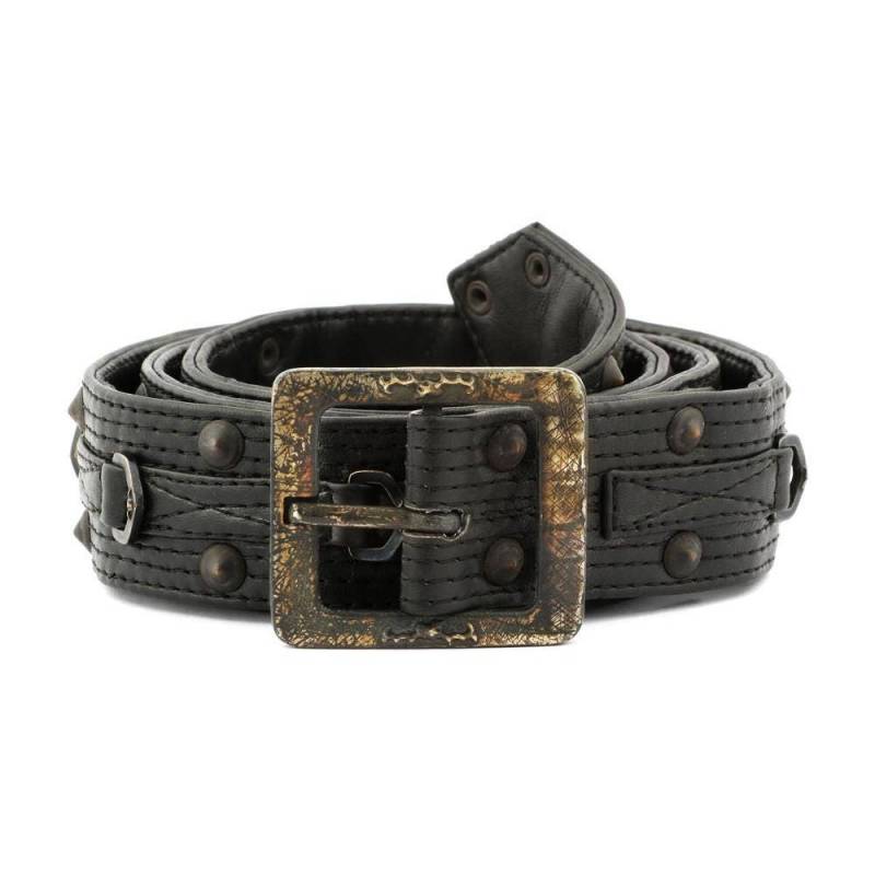 Herren Schwarz Leder D Ring Gürtel Hand Messing Schnalle, Rocker Punk Style von janhilmer
