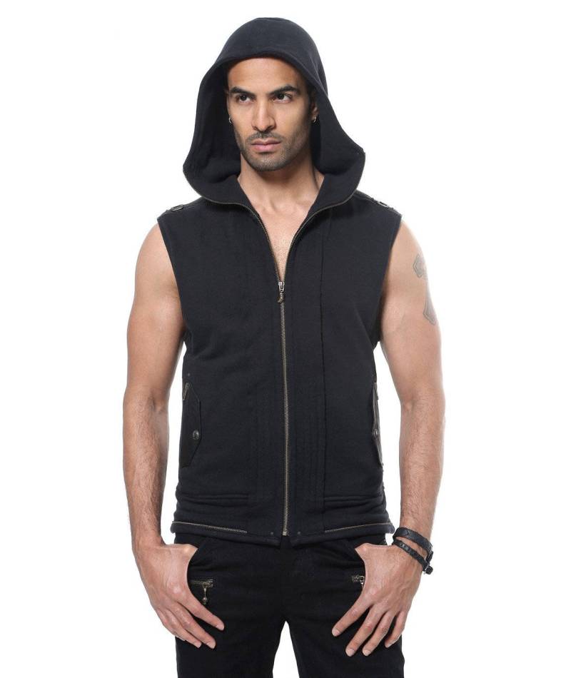 Elch Sleeveless Hoody - Herren Kapuzenweste Schwarzer Hoody Custom Hardware Hoodie Designer Jan Hilmer von janhilmer