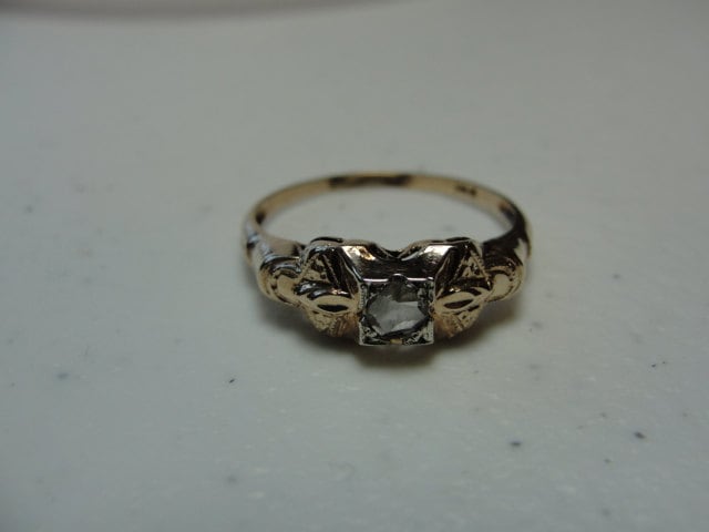 Antike Verlobung 1900 Jugendstil Ehering 14K Rotgold 1/4 Karotte Rosenschliff Diamant Ring Größe 7.75 Antike Verlobung 1900 Jugendstil Ehering 14K Rotgold 1/4 Karotte Rosenschliff Diamant Ring Größe 7.75 von janiesjourneys