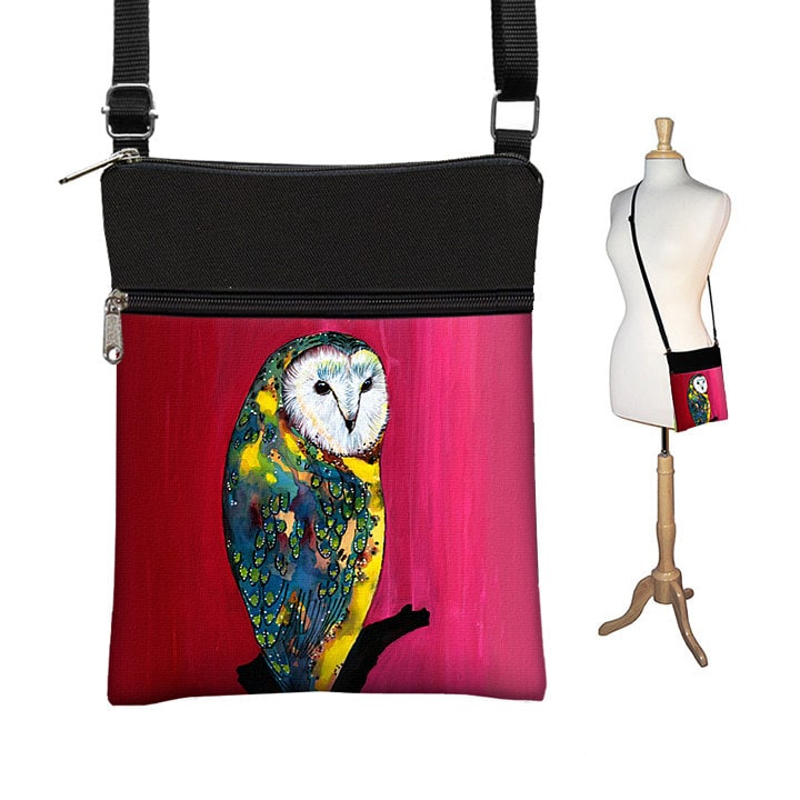 Clara Nilles Kleine Crossbody Tasche Cross Body Geldbörse Schultertasche Für Frauen Stoff Handtaschen Passport Eule Rot Gelb Blau Rts von janinekingdesigns