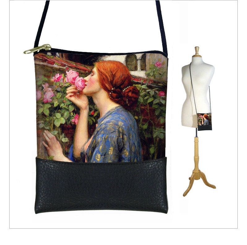Kleine Umhängetasche Mini Crossbody Bag Soul Of The Rose Kleine Schultertasche Jugendstil John Waterhouse Rosa Blau Boho Rts von janinekingdesigns