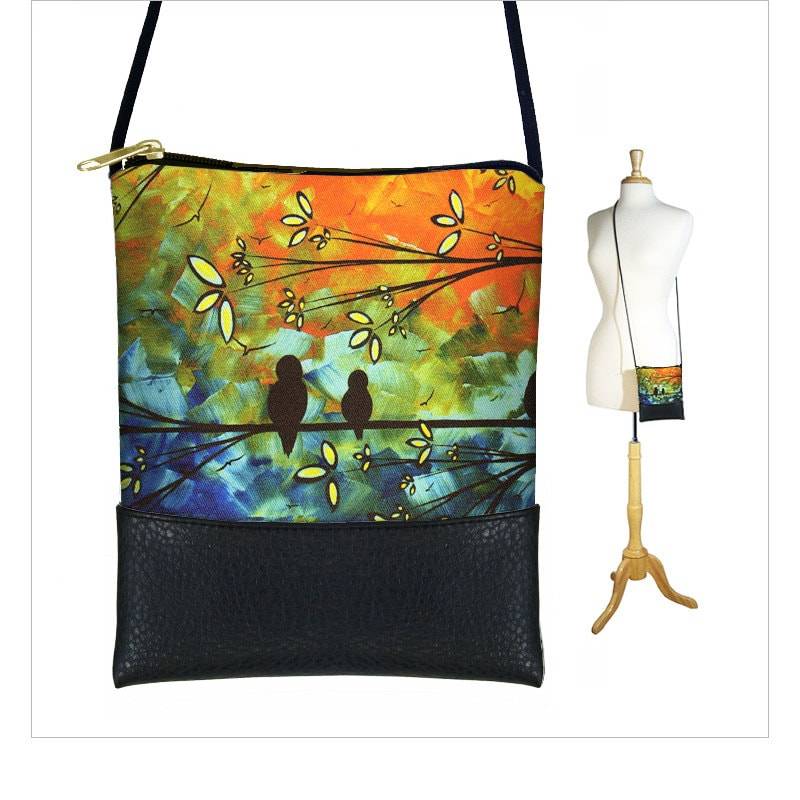 Madart Sling Bag Mini Crossbody Bag Passend Für Iphone Kleine Schultertasche Geldbörse Birds Of A Feather Tree Orange Blau Grün Rts von janinekingdesigns