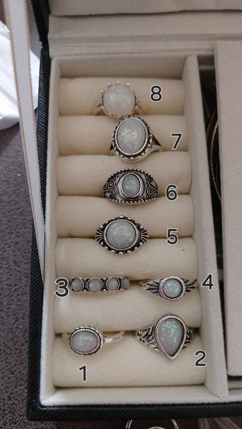 Boho Ring Weißer Opal Synthetic von jasmineschmuck