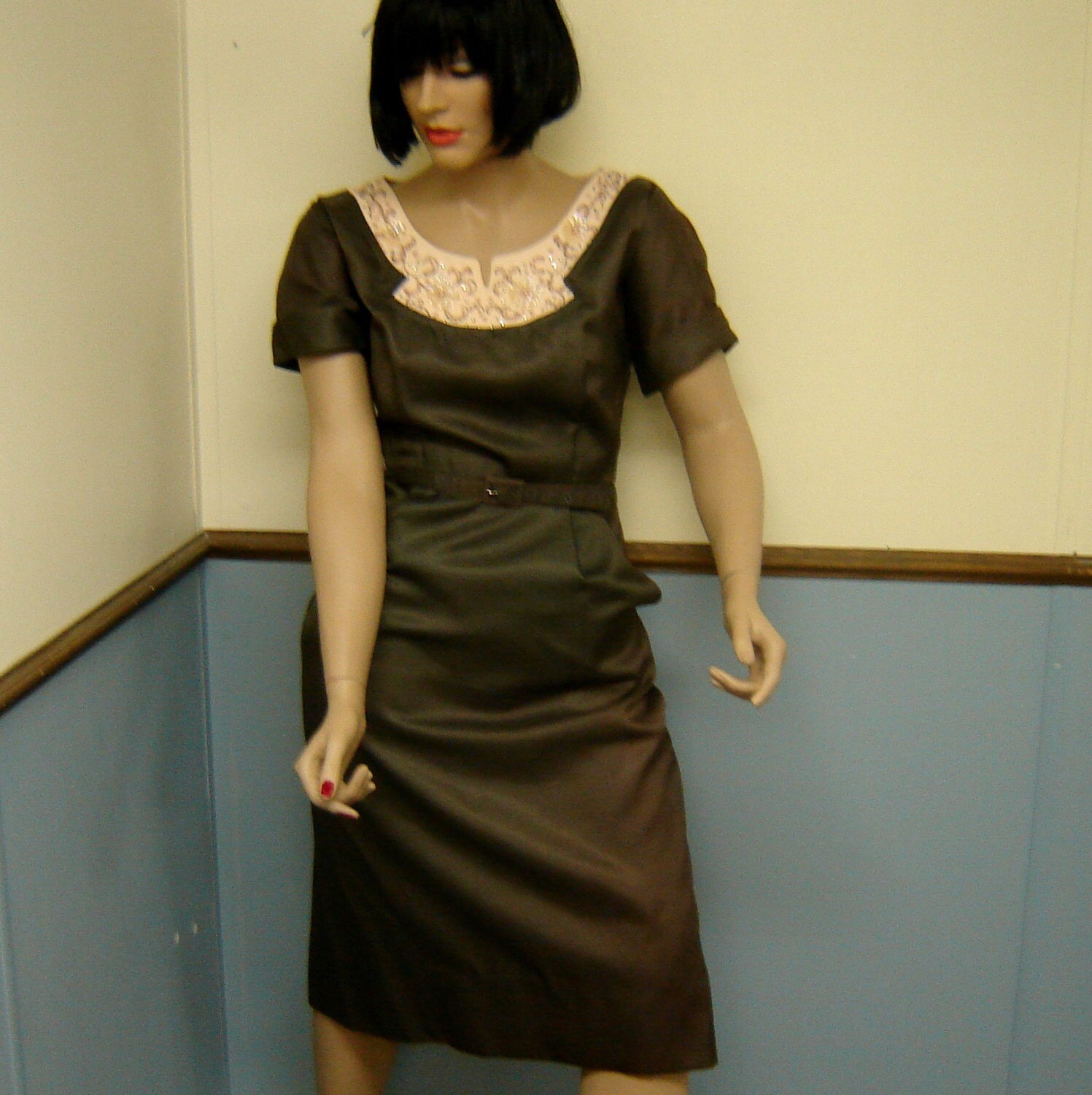 Plus Size Vintage 60Er Jahre Sateen Kleid Gr. 14 von javals
