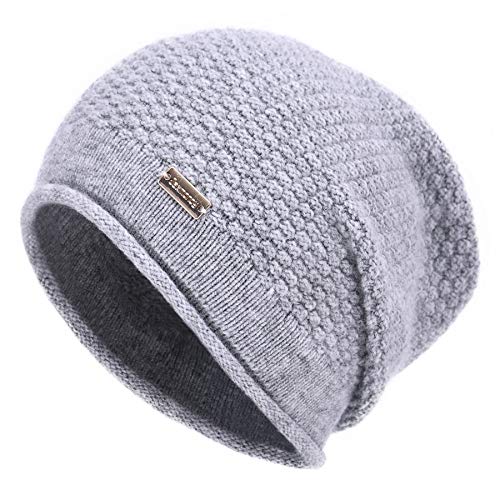 jaxmonoy Slouchy Beanies für Damen, Winter, weich, warm, Totenkopfmütze, Strickmütze für Damen, Hellgrau, Medium von jaxmonoy