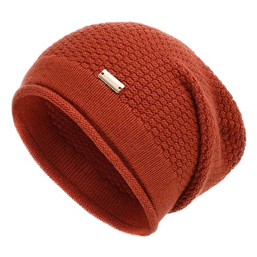 jaxmonoy Slouchy Beanies für Damen, Winter, weich, warm, Totenkopfmütze, Strickmütze für Damen, Ziegel, Medium von jaxmonoy