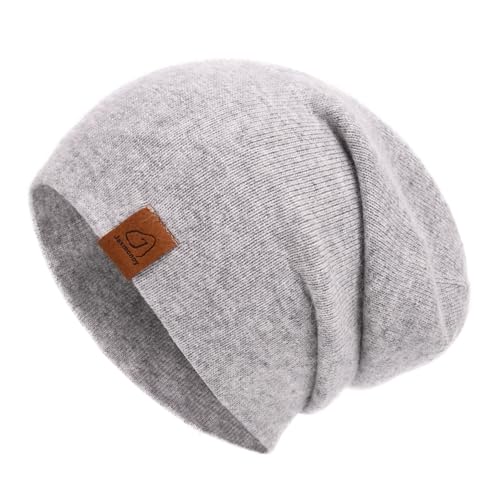 jaxmonoy Unisex Beanie-Mütze, hellgrau, M von jaxmonoy