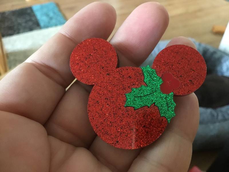 Mauskopf Rot Glitzernde Weihnachtsbrosche von jaysdelights
