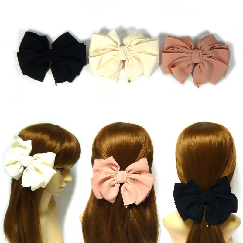 Soft Large White Pink Black Fabric Ribbon Bow Barrette Hair Clip Hairpin Dangle Mini Crystal Lovely Feminine Style Women Fashion Accessory Soft Large White Pink Black Fabric Ribbon Bow Barrette Hair Clip Hairpin Dangle Mini Crystal Lovely Feminine Style Women Fashion Accessory von jbonamade