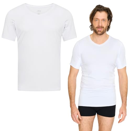 jbs Anti-Schweiß Shirt für Herren–Schweißresistentes Unterhemd mit Membran-Technologie–Bambus & Baumwolle–Schutz vor Schweißflecken – M – Weiß – 1er Pack von jbs