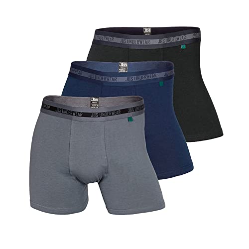 jbs Boxershorts Herren (3er Pack) hohe Atmungsaktivität durch Bambus-Bio Baumwoll Gewebe (Ohne Kratzenden Zettel) Schnelltrocknend - FSC Zerifiziert - 1x Schwarz + 1x Grau + 1x Navy, 3XL von jbs