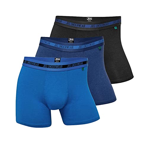 jbs Boxershorts Herren (3er Pack) hohe Atmungsaktivität durch Bambus-Bio Baumwoll Gewebe (Ohne Kratzenden Zettel) Schnelltrocknend - FSC Zerifiziert - 1x Schwarz + 1x Navy + 1x Blau, XL von jbs