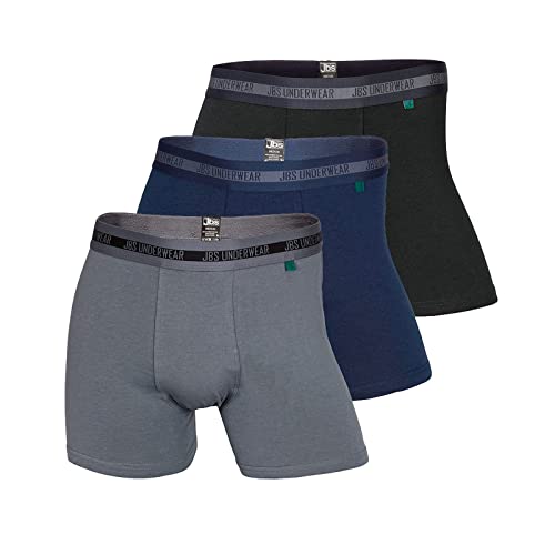 jbs Boxershorts Herren (3er Pack) hohe Atmungsaktivität durch Bambus-Bio Baumwoll Gewebe Schnelltrocknend - FSC Zerifiziert - 1x Schwarz + 1x Grau + 1x Navy, S von jbs