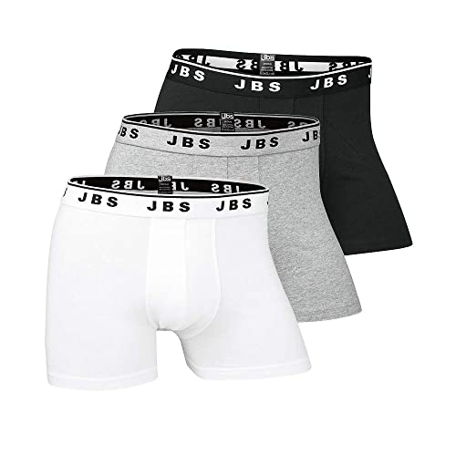 jbs Boxershorts Herren Ideale Passform durch Baumwollmix (Ohne Kratzenden Zettel), Schwarz/Weiss/Grau, Gr.- M von jbs