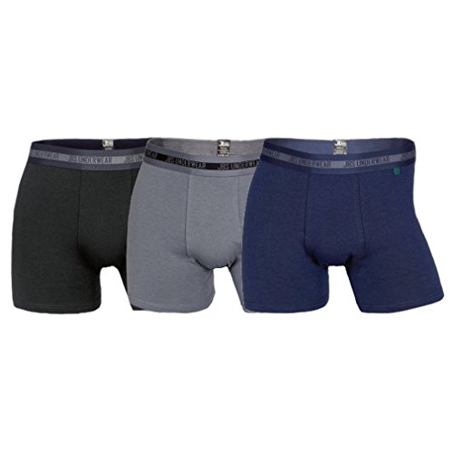 JBS Boxershorts Herren (3er Pack) Ultra Soft Touch und hohe Atmungsaktivität durch Bambus-Baumwoll Gewebe (Ohne Kratzenden Zettel) Schnelltrocknend , Schwarz/Grau/Blau , L von jbs