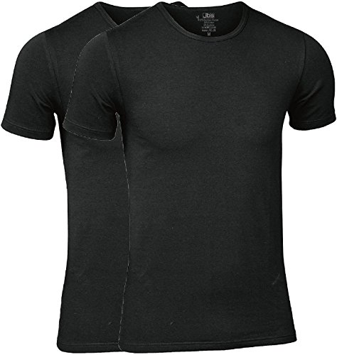 jbs - Hochwertiges T-Shirt für Herren im Doppelpack - Unterziehshirt aus Viskose (aus Bambus-Cellulose) und Baumwolle, Rundhalsausschnitt 2x Schwarz, XL von jbs