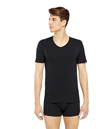 jbs - Premium T-Shirt für Herren im Doppelpack - Unterziehshirt mit V-Halsausschnitt - Hoher Baumwollanteil - Schwarz - Grösse Small (JBS-1030-20-9-S) von jbs