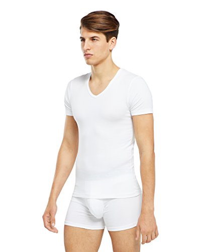 jbs - Premium T-Shirt für Herren im Doppelpack - Unterziehshirt mit V-Halsausschnitt - Hoher Baumwollanteil - Weiss - Grösse Small (JBS-1030-20-1-S) von jbs