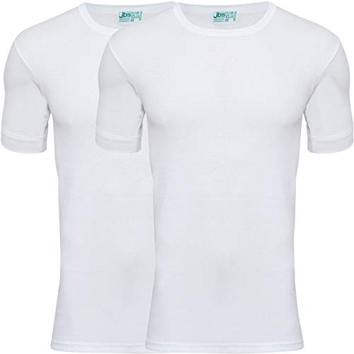 jbs T-Shirt Herren Weiss, Rundhals (2er Pack) Ideale Passform Baumwolle (Ohne Kratzende Seitennähte)weiß, L von jbs