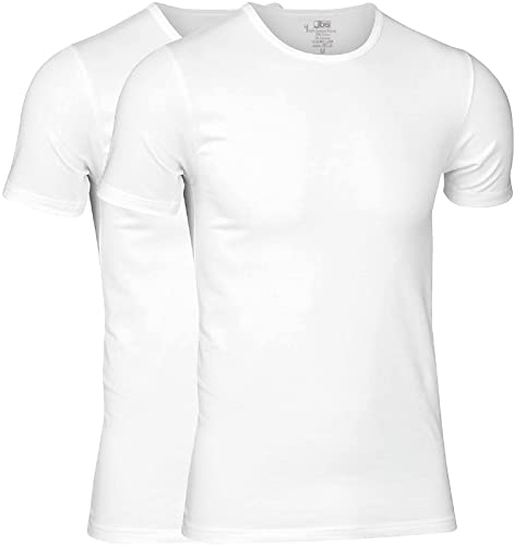 jbs T-Shirt Herren hohe Atmungsaktivität durch Bambus-Bio Baumwolle Gewebe (Ohne Kratzenden Zettel) Schnelltrocknend - Rundhals - FSC Zerifiziert - 2x Weiß, L von jbs