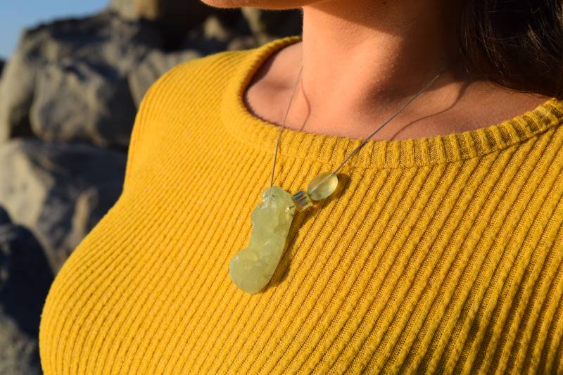 Prehnit Glühenden Druzy Kristall Scheibe Anhänger, Facettierte Prehnit, Grüner Amethyst Rund, Swarovski Crystal, Sterling Silber von jchristydesign