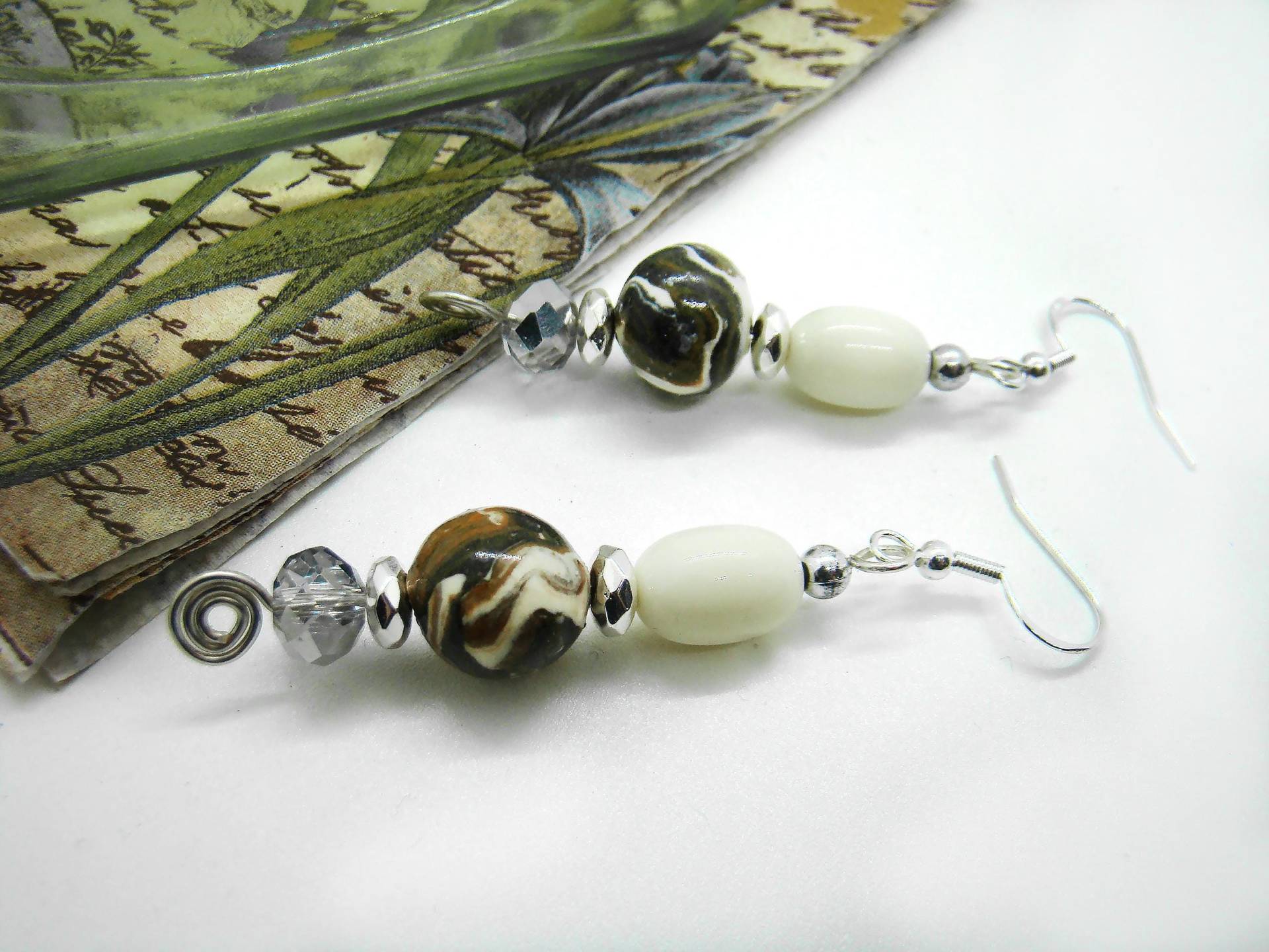Handgemachte Ton Perlen Baumeln Ohrringe Silber Akzente, Erdton Schmuck, Herbst Schmuck Handgemachte Ton Perlen Baumeln Ohrringe Silber Akzente, Erdton Schmuck, Herbst Schmuck von jdcraftsunlimited