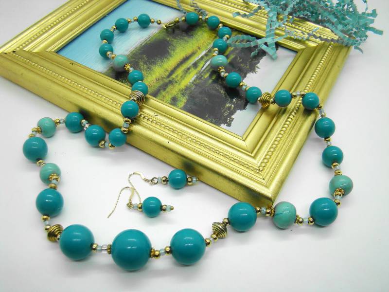 Türkis Perlen Halsketten, Ton Schmuck, Vintage Lange Halskette Türkis Perlen Halsketten, Ton Schmuck, Vintage Lange Halskette von jdcraftsunlimited