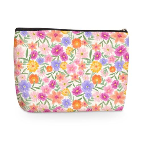 jealance Make-up-Tasche mit Blumenmuster, wasserdicht, Kosmetiktasche, Reisetasche für Frauen, Mädchen, beste Freundin, Bestie, Schwester, Mutter, Oma, Krankenschwester, lustige Hautpflege-Tasche für von jealance