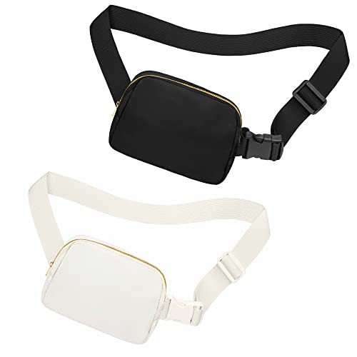 jealkip Hüfttasche zum Laufen, Bauchtasche für Damen und Herren, Crossbody-Gürteltasche, Bauchtasche mit verstellbarem Gurt für Wandern, Workout, Sport, Reisen, Black+off White, Universal von jealkip