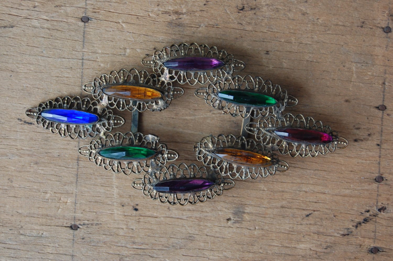 Antike Filigrane Gürtel Folie Mit Hellen Glas/Kodachrome von jeanjeanvintage