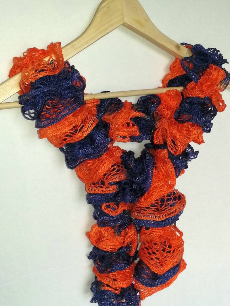 Chicago Bären Sashay Und Starbella Rüschen Schal Marine Blau Orange von jeanne2beanie