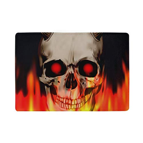 Jeansame Reisepasshülle, Leder, für Männer, Frauen, Kinder, Jungen, Mädchen, Halloween, Totenköpfe, schwarzes Feuer, Multi Personalzied Printing Passport Cover, 4.5x6.5 inch von jeansame