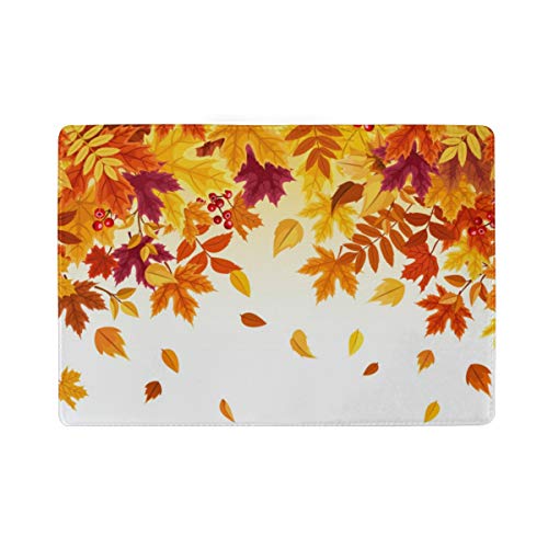 Jeansame Reisepasshülle, Leder, für Männer, Frauen, Kinder, Jungen, Mädchen, Herbst, Halloween, Erntedankfest, Ahornblätter, Orange, Multi Personalzied Printing Passport Cover, 4.5x6.5 inch von jeansame