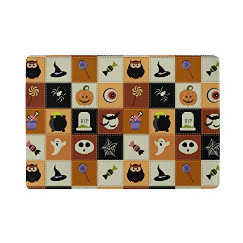 Jeansame Reisepasshülle, Leder, für Männer, Frauen, Kinder, Jungen, Mädchen, niedliche Eulen, Kürbis, Totenköpfe, Halloween, Herbst, Erntedankfest, Multi Personalzied Printing Passport Cover, 4.5x6.5 von jeansame