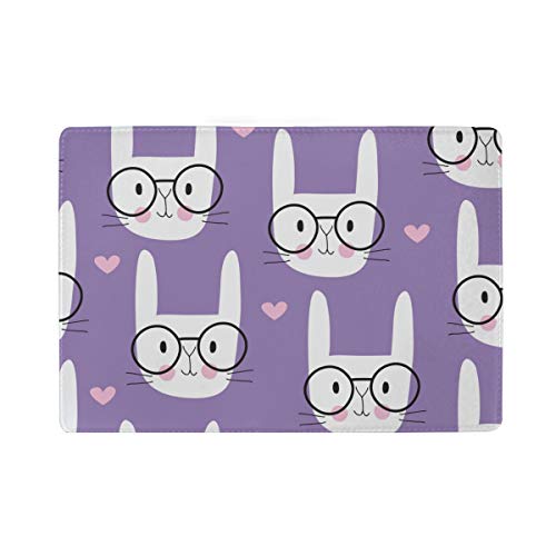 Jeansame Reisepasshülle, Leder, für Männer, Frauen, Kinder, Jungen, Mädchen, niedliche Tiere, Kaninchen, Multi Personalzied Printing Passport Cover, 4.5x6.5 inch von jeansame