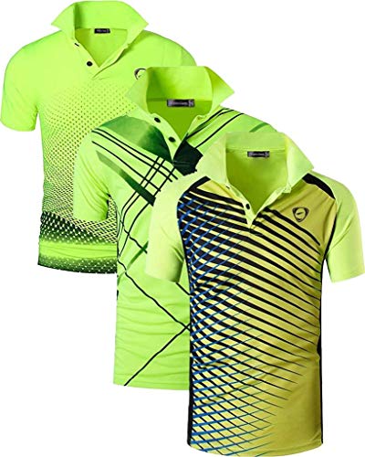 Jeansian Herren-Poloshirt, schnelltrocknend, für Sport im Freien wie Golf, Tennis, Bowling, passend LSL195, 3 Stück - Gr�n - Mittel von jeansian