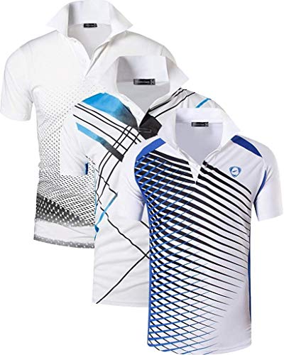 Jeansian Herren-Poloshirt, schnelltrocknend, für Sport im Freien wie Golf, Tennis, Bowling, passend LSL195, 3 Stück - Wei� - Groß von jeansian