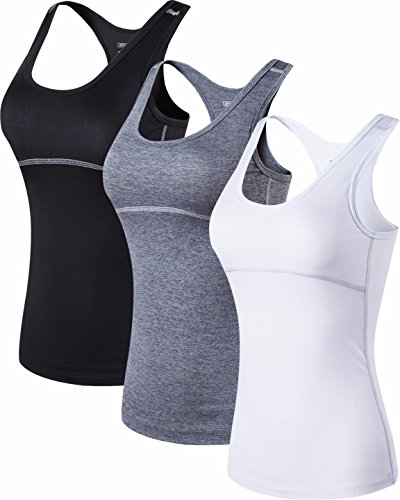 jeansian Damen 3 Packs Sport Schnelltrocknend Muskelshirt Tank Top Vests Westen Armellos T-Shirt SWT238 PackC L von jeansian