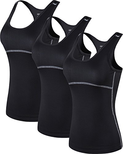 jeansian Damen 3 Packs Sport Schnelltrocknend Muskelshirt Tank Top Vests Westen Armellos T-Shirt SWT238 PackE M von jeansian